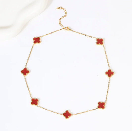 Clover Necklace Red