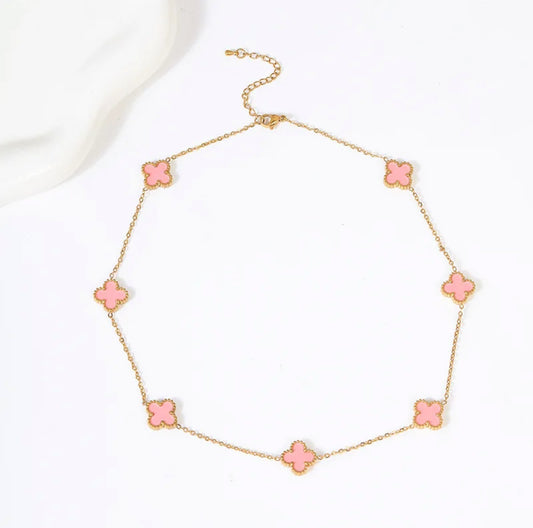 Clover Necklace Pink